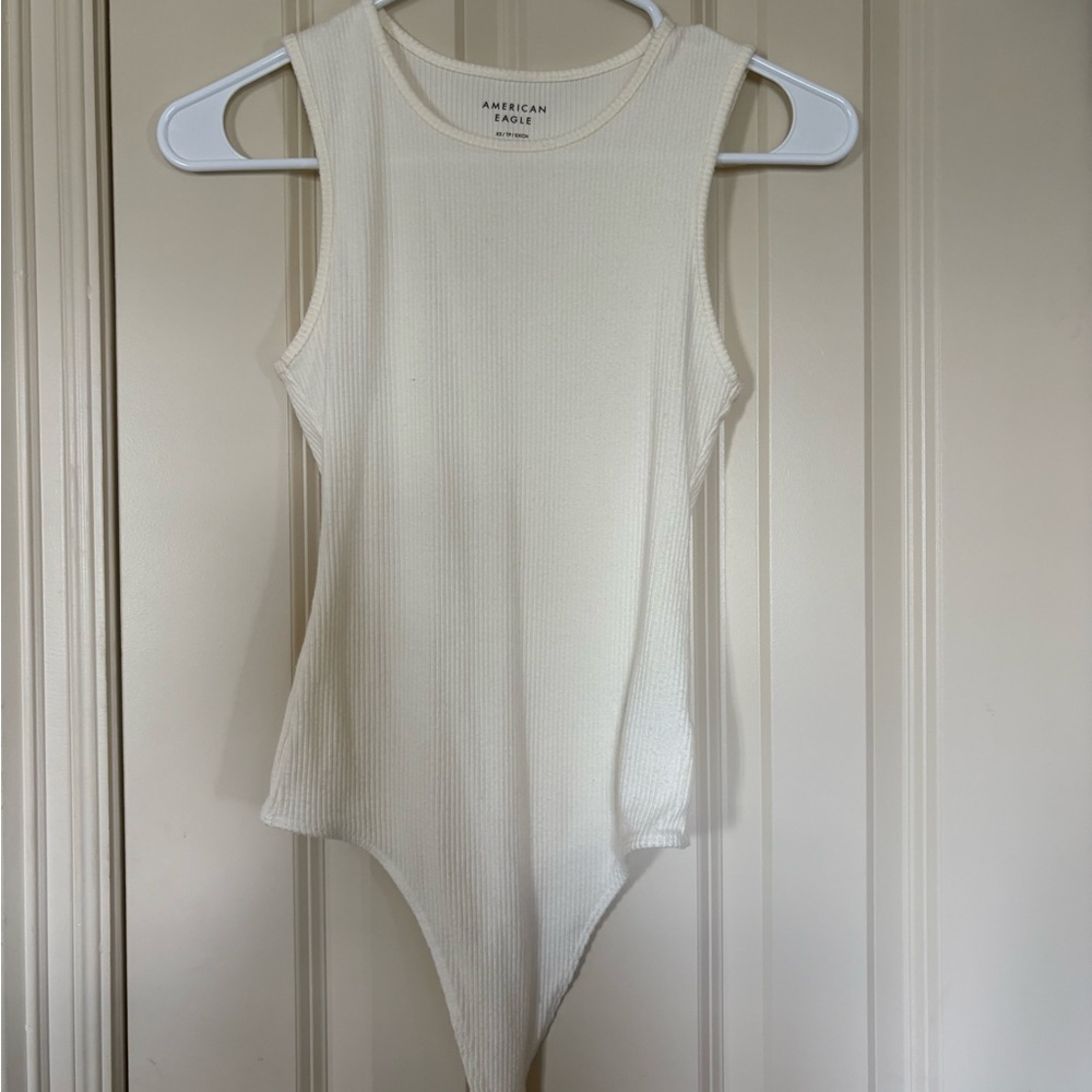 American Eagle Outfitters White Ribbed Bodysuit